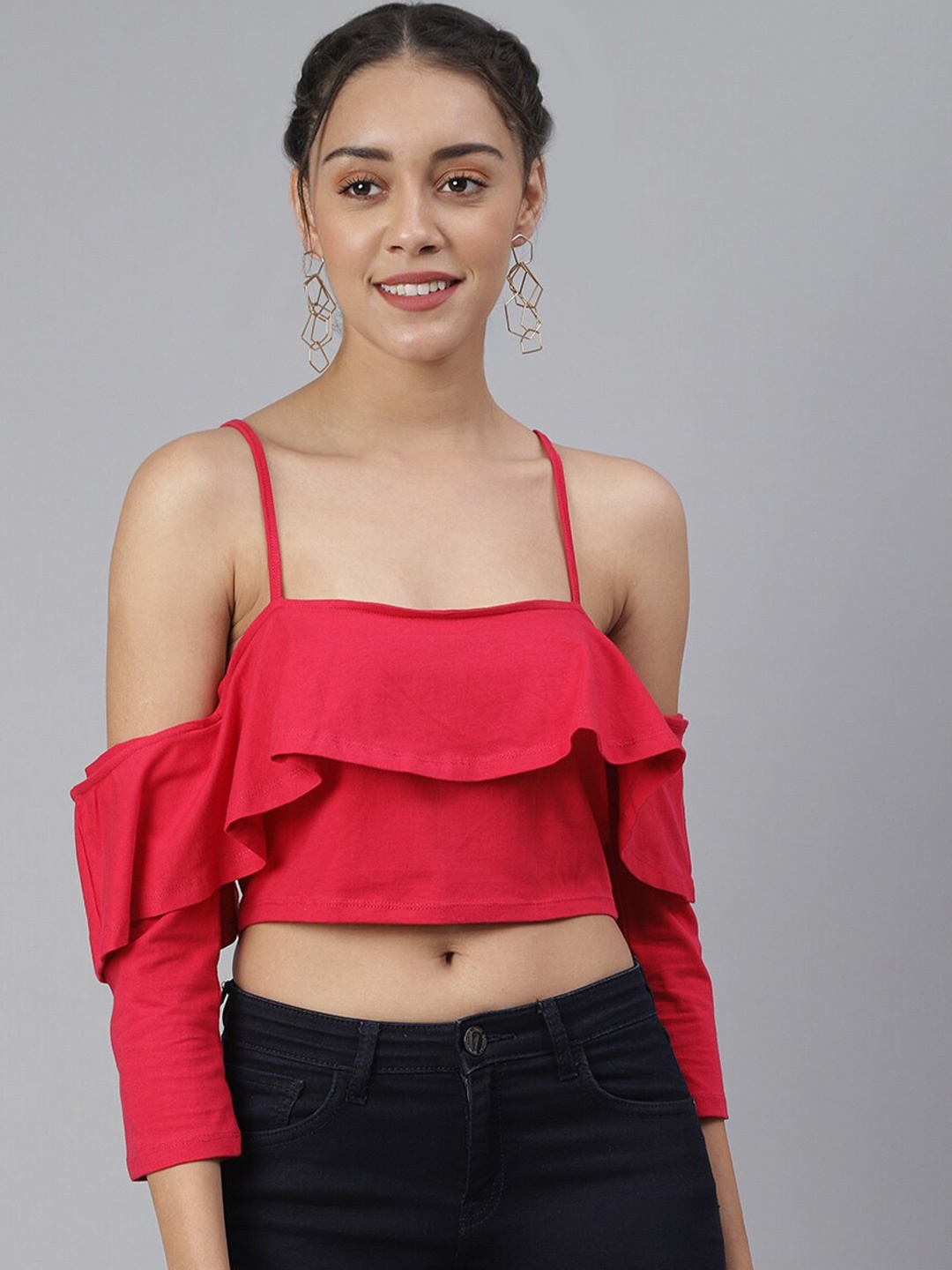

SCORPIUS Magenta Bardot Crop Top