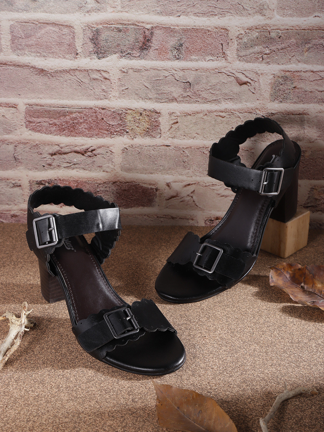 

Roadster Black Block Heels with Buckles
