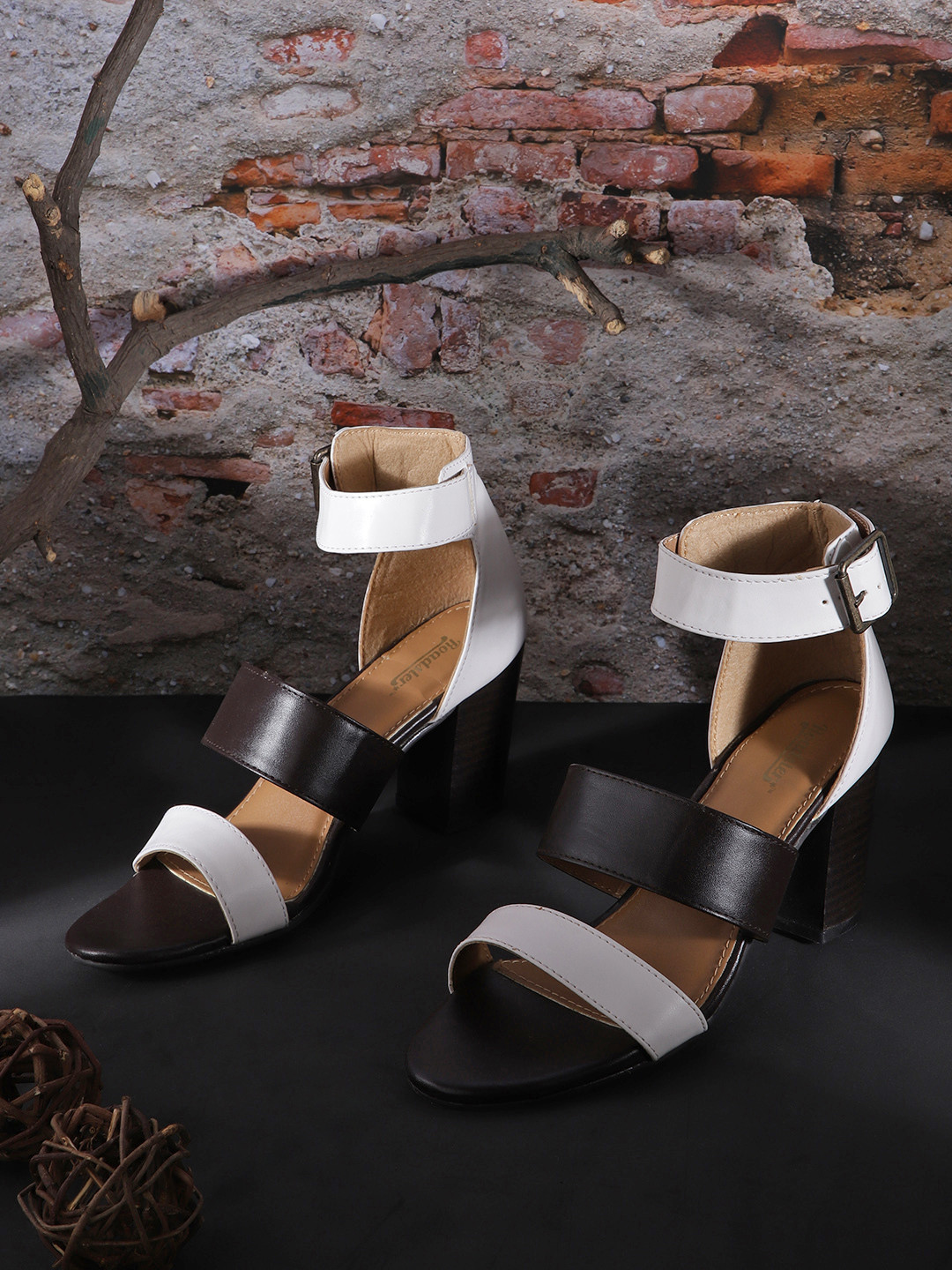 

The Roadster Lifestyle Co White & Coffee Brown Colourblocked Block Heels