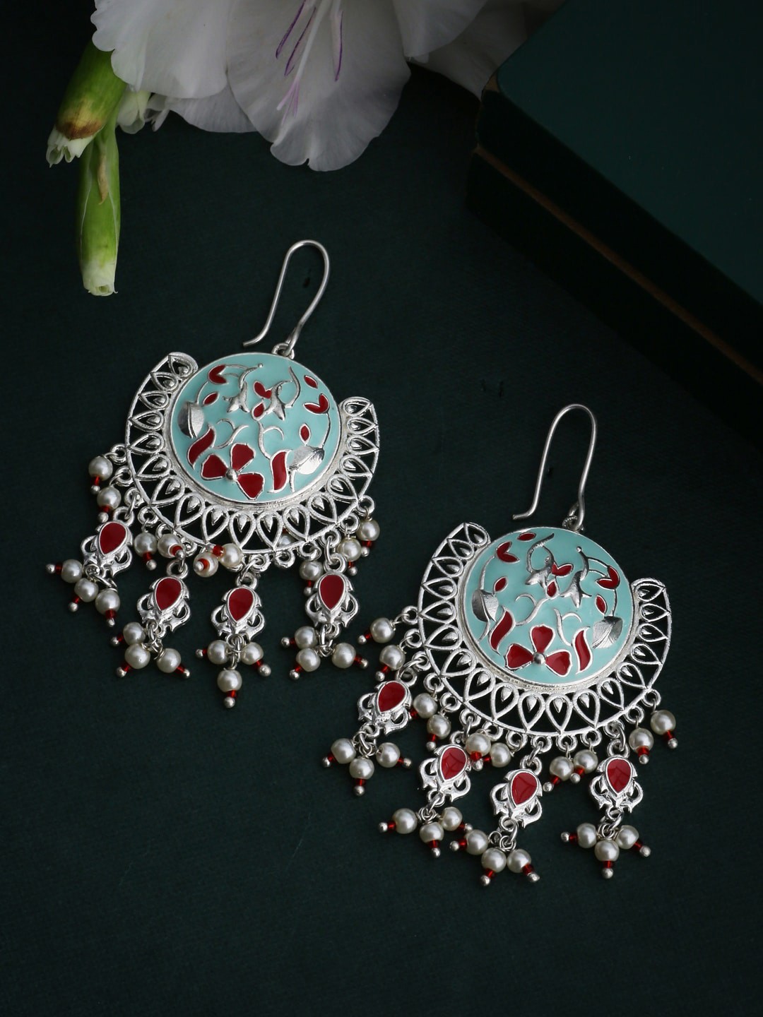 

Voylla Silver-Plated Contemporary Chandbalis