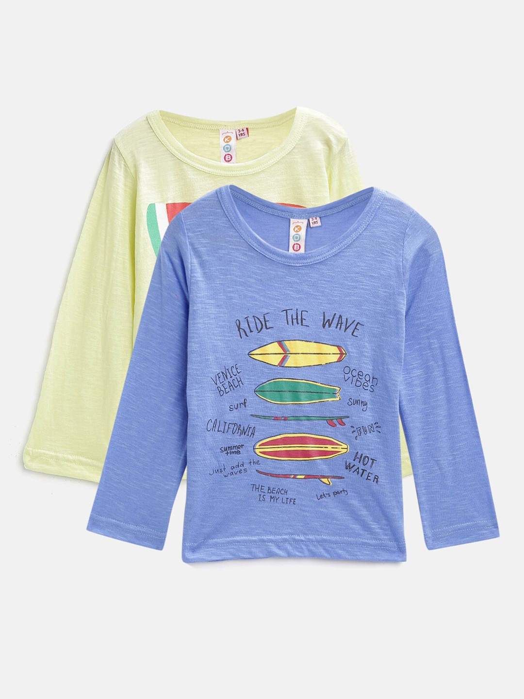 

Kids On Board Girls Pack Of 2 Typography Printed T-shirt, Blue