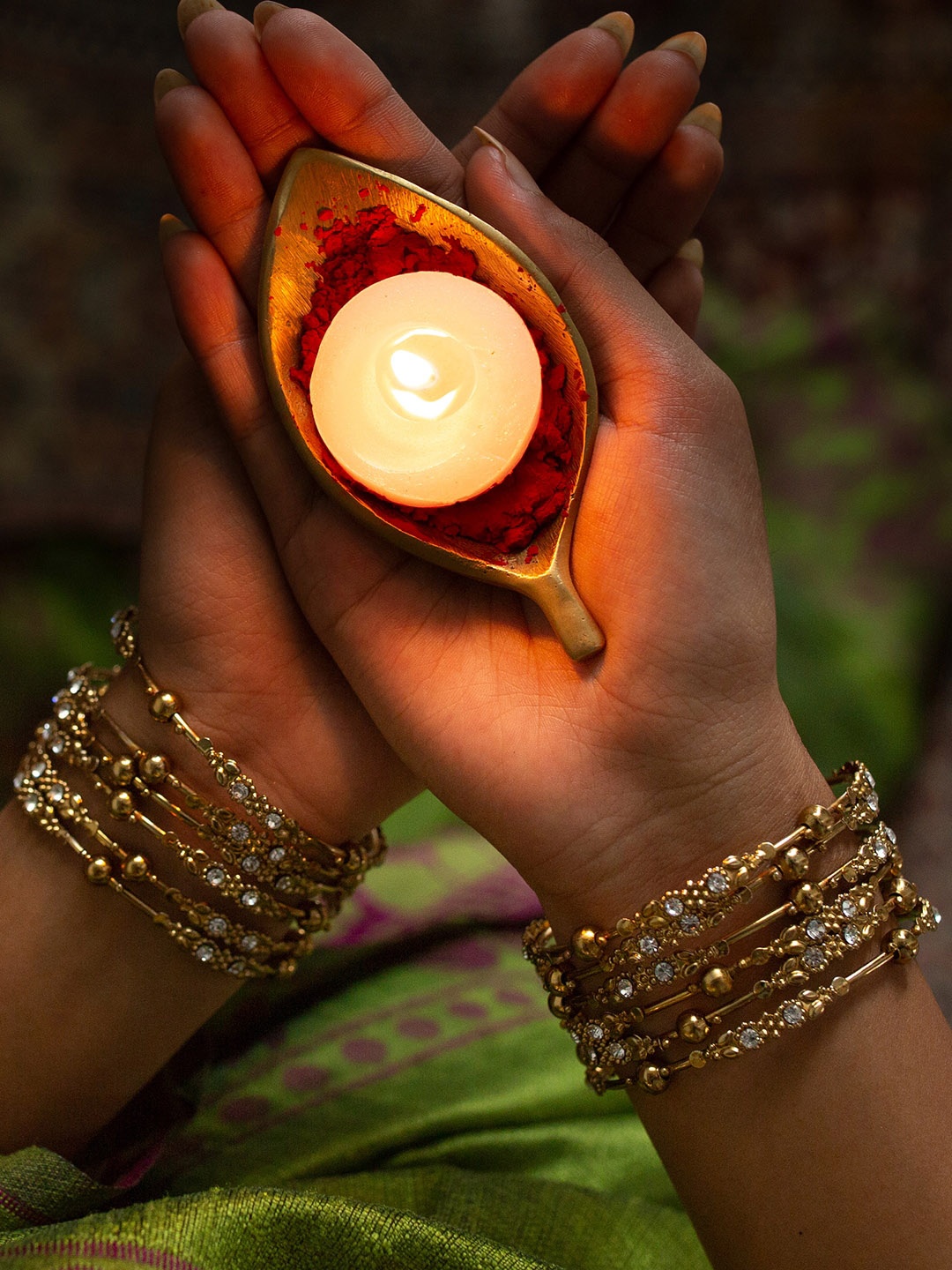 

Fida Women Set of 12 Gold-Plated White Stone Studded Handcrafted Bangles