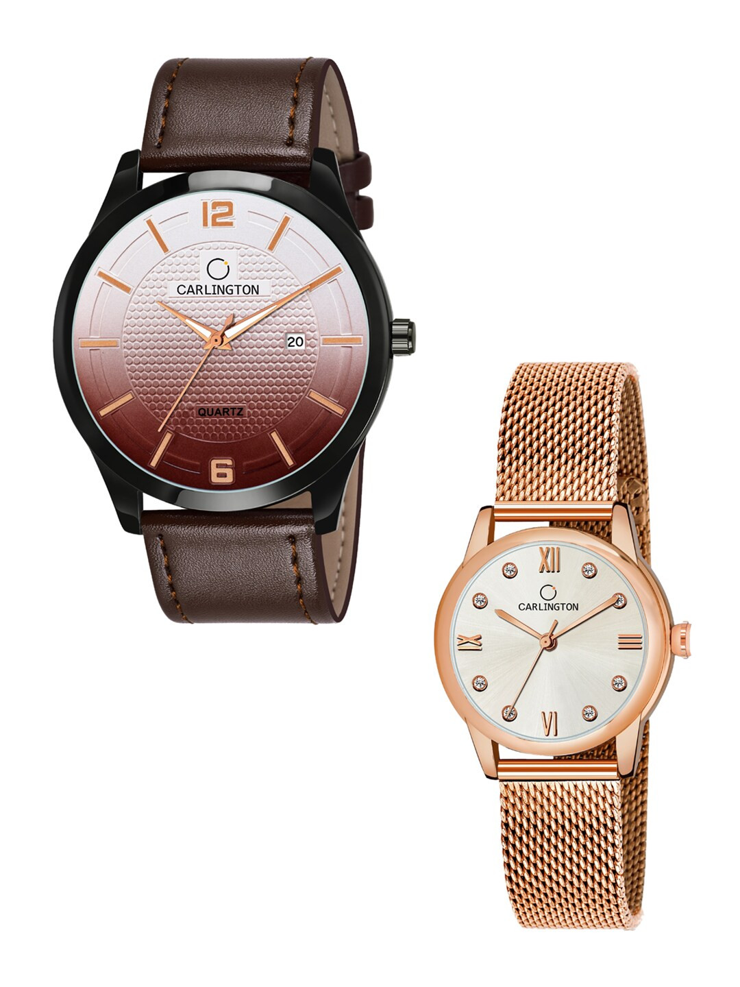 

CARLINGTON Unisex Multicoloured Dial & Multicoloured Leather Straps Analogue Watch, Brown