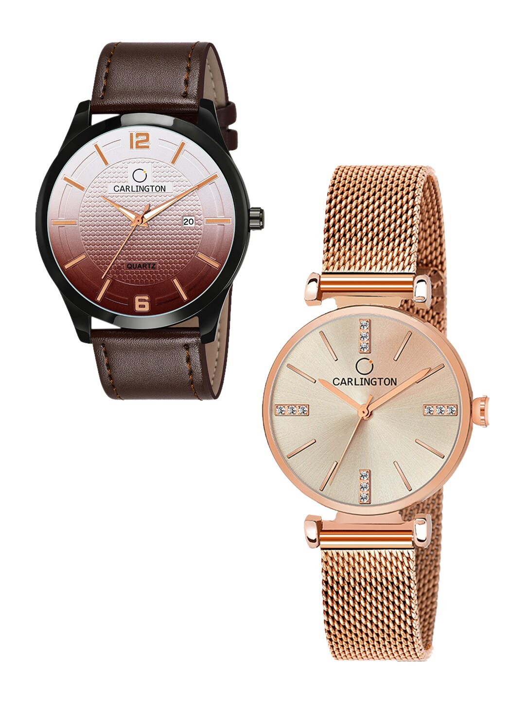 

CARLINGTON Unisex Multicoloured Dial & Multicoloured Leather Straps Analogue Watch, Brown