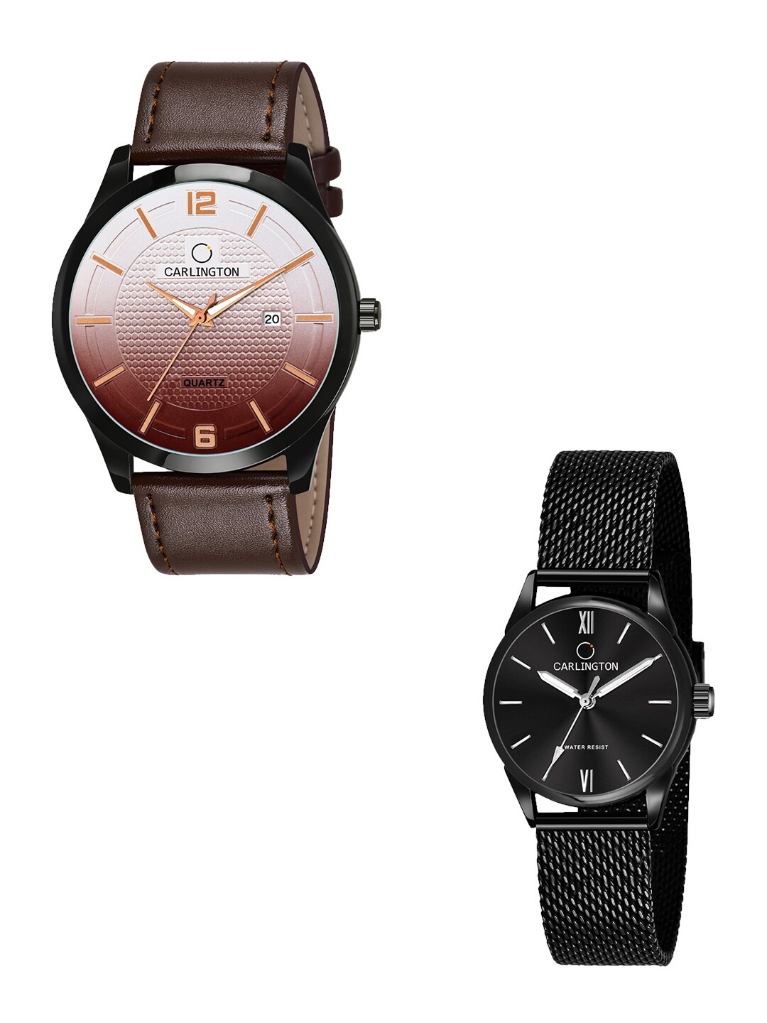 

CARLINGTON Unisex Multicoloured Dial & Multicoloured Leather Straps Analogue Watch Combo CT1010 Brown -
