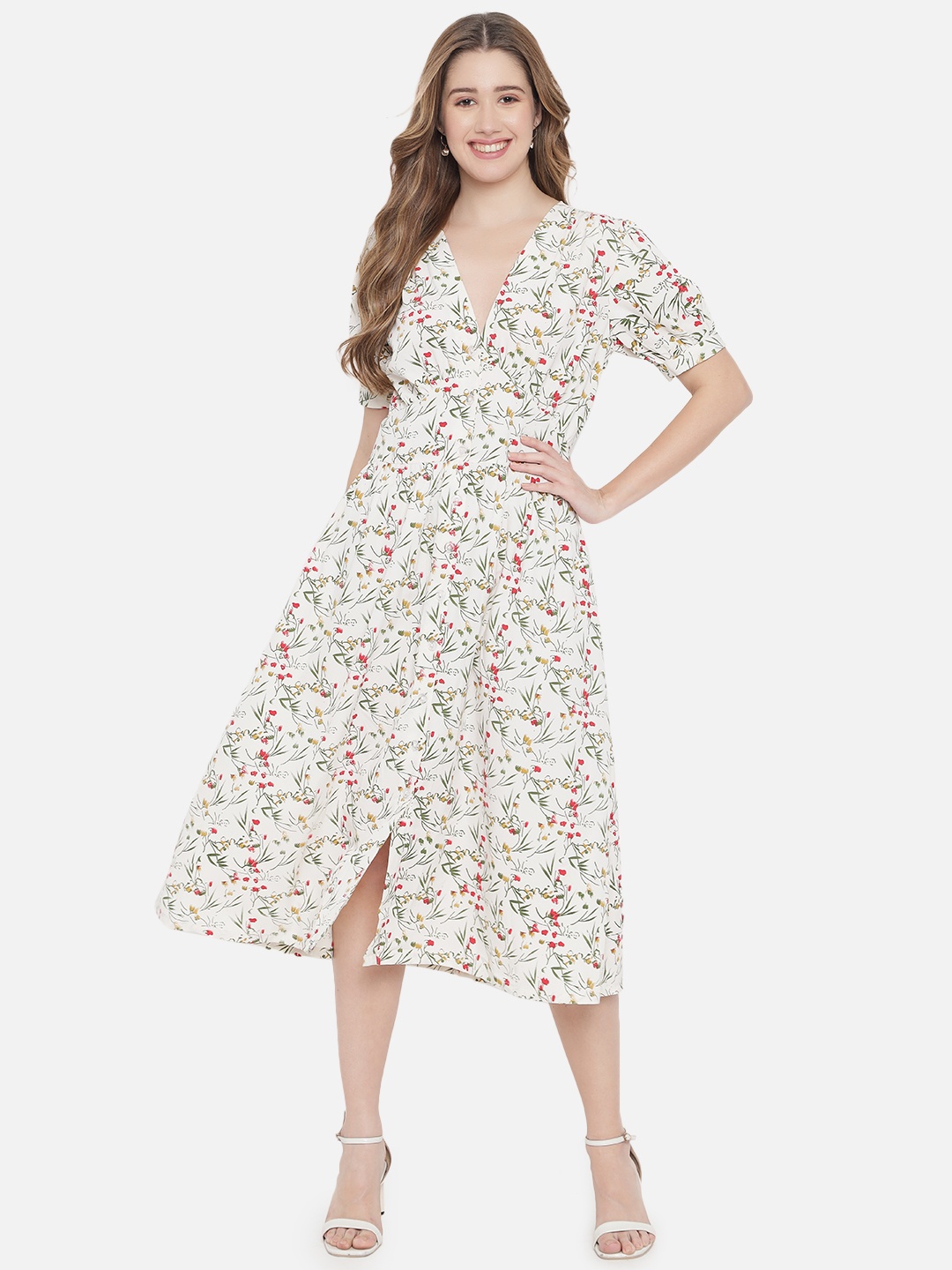 

The Vanca White Floral Midi Dress
