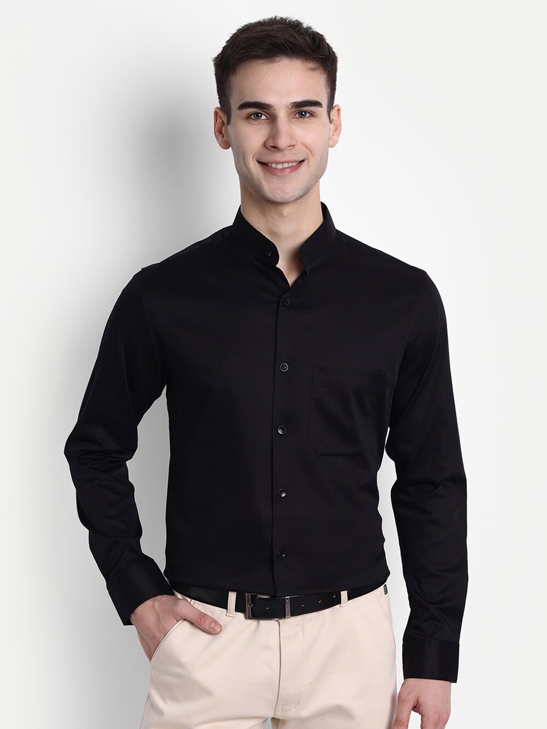 

FINNOY Men Black Slim Fit Opaque Formal Shirt