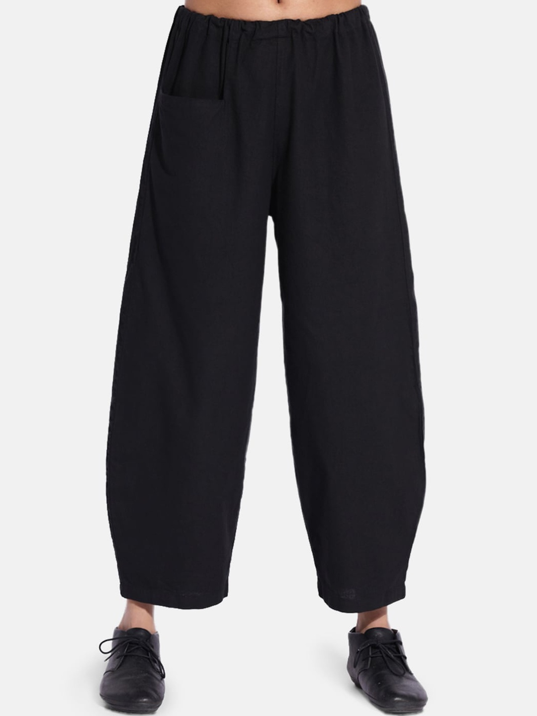 

GRASS by Gitika Goyal Women Black Cocoon Trousers
