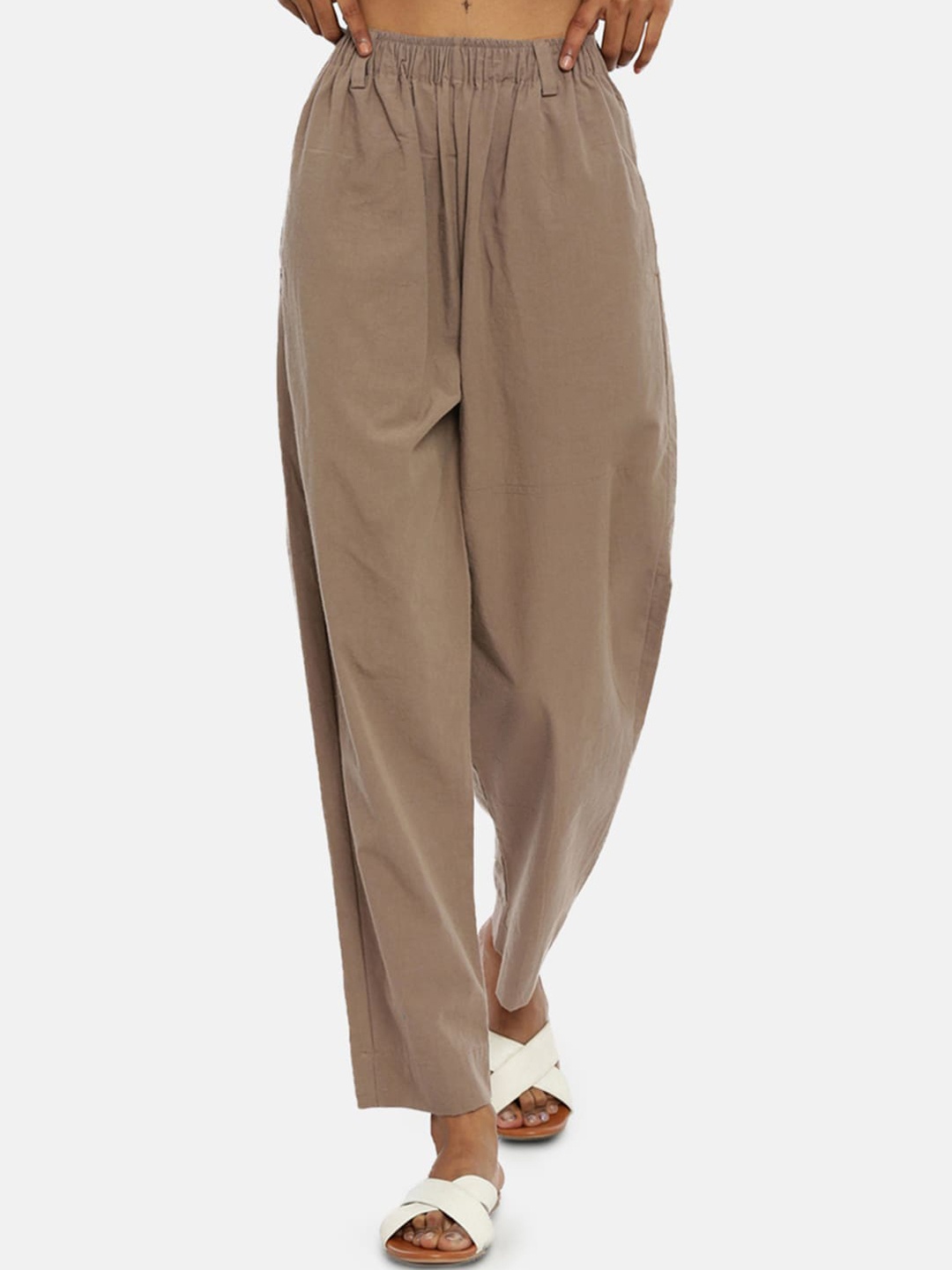 

GRASS by Gitika Goyal Women Brown Cotton Trousers