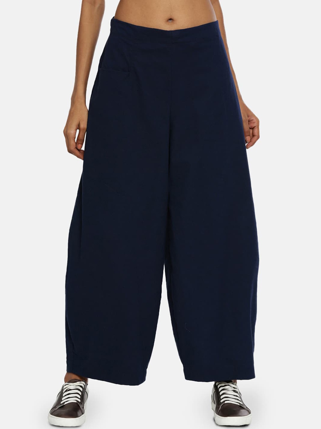 

GRASS by Gitika Goyal Women Navy Blue Parallel Trousers