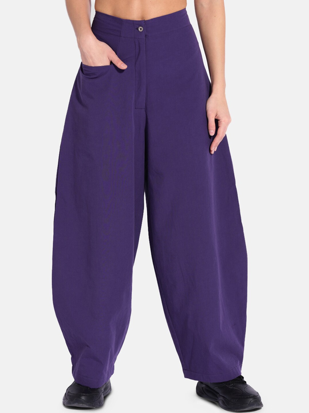 

GRASS by Gitika Goyal Women Purple Cocoon Trousers