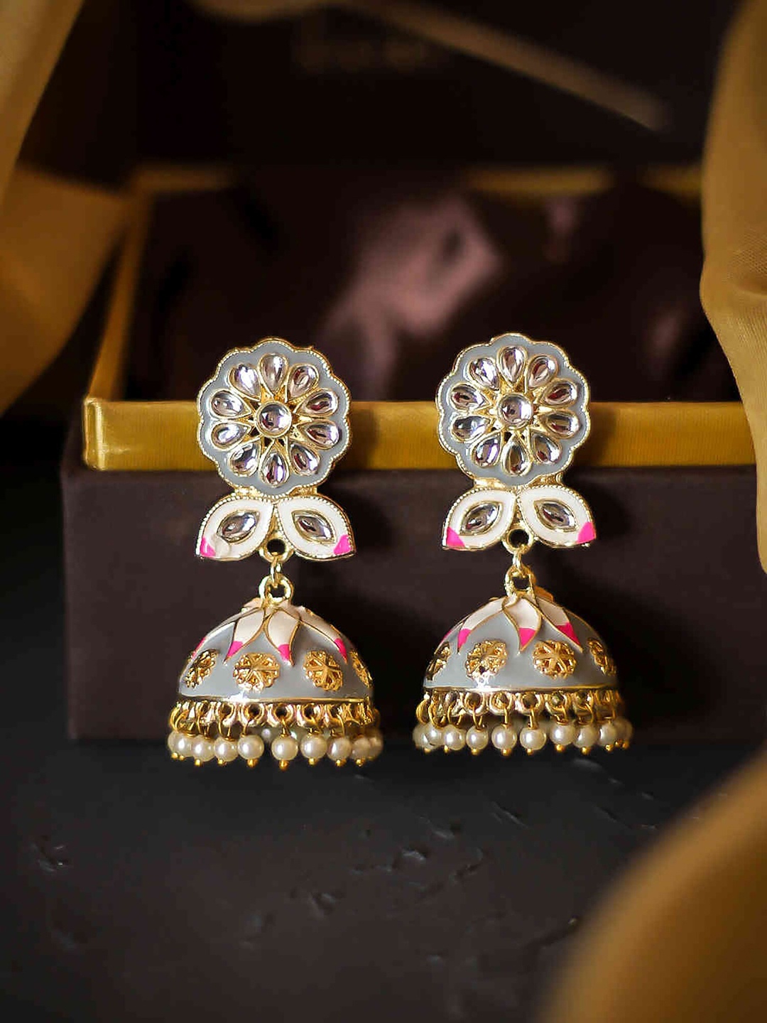 

Kairi Grey Contemporary Jhumkas Earrings