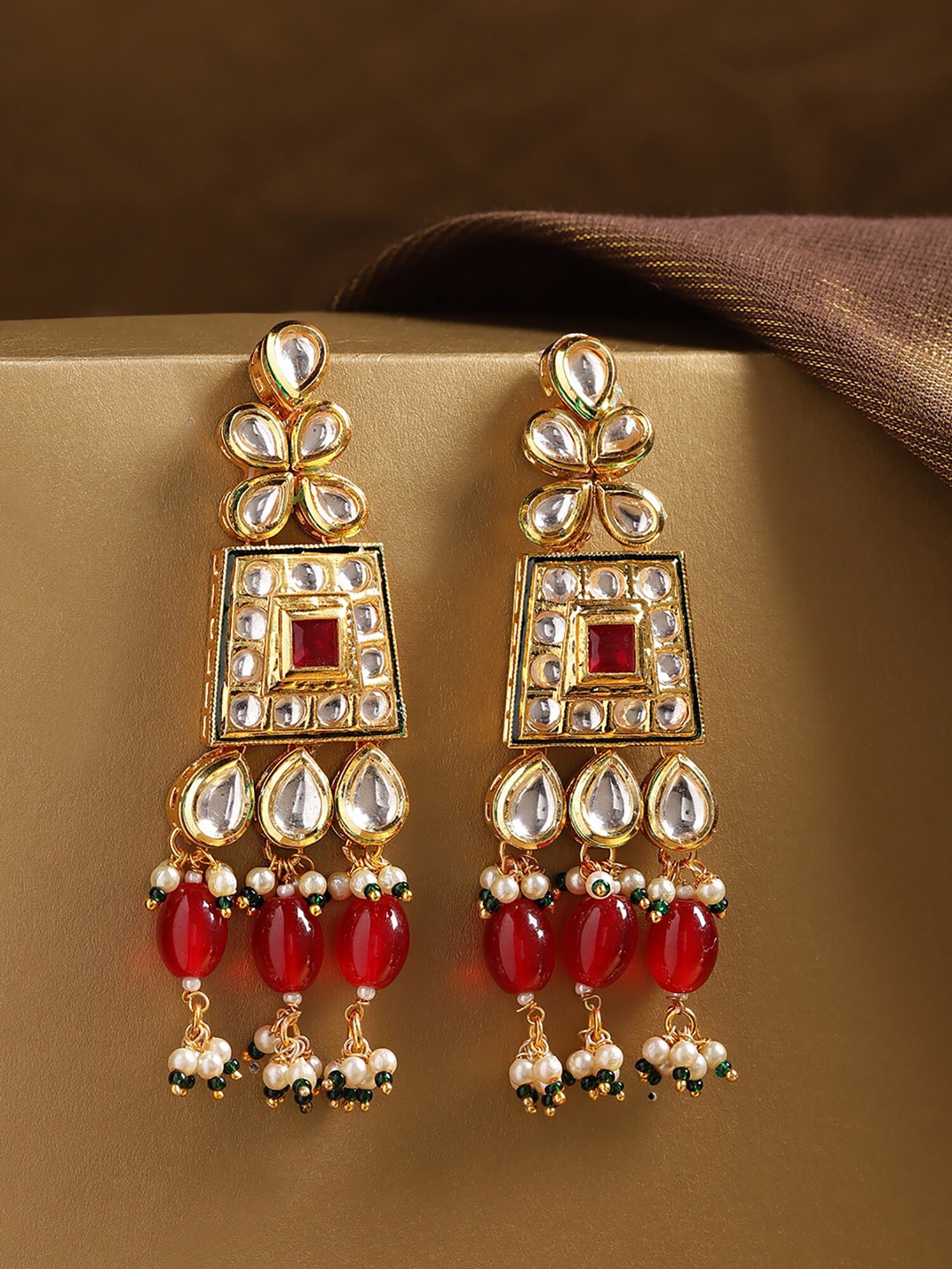 

Kairi Maroon Contemporary Drop Earrings