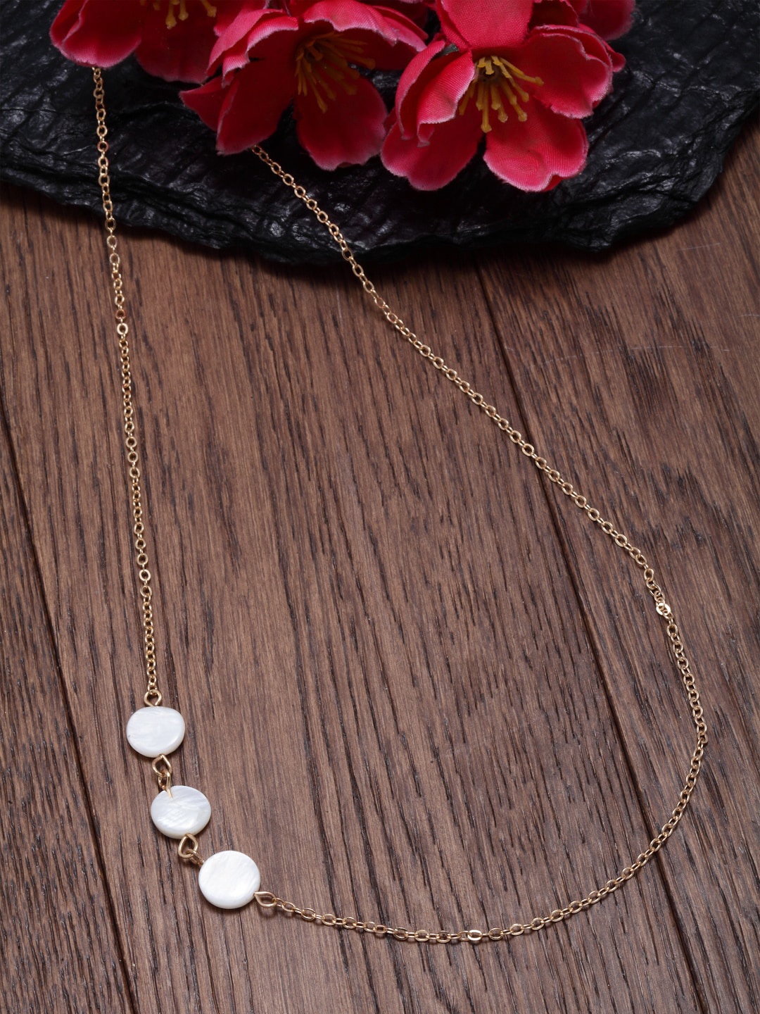 

Ferosh Gold Toned White Pearl Beaded Waist Chain