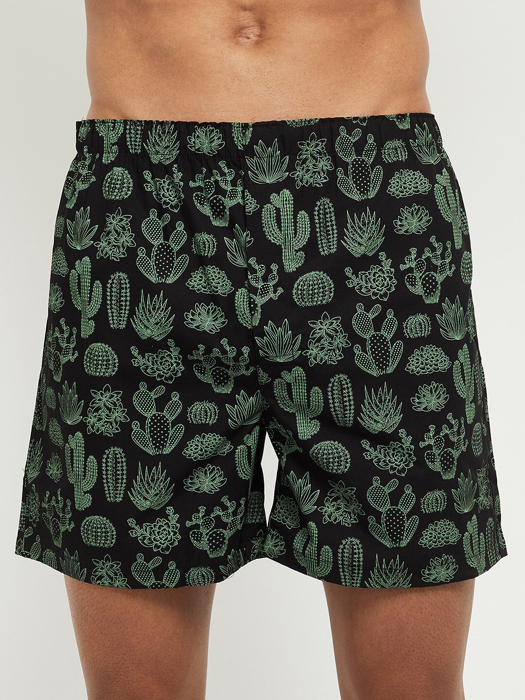 

max Men Black & Green Printed Pure Cotton Boxers NOOSAOPBXBK3