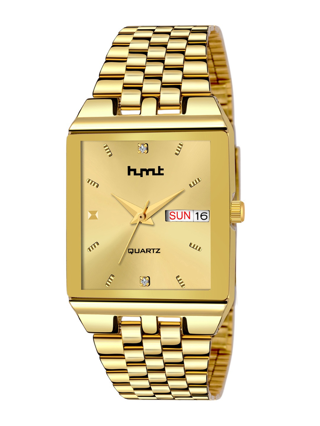

HYMT Men Gold-Toned Dial & Gold Toned Stainless Steel Bracelet Style Straps Analogue Watch HMTY-7016