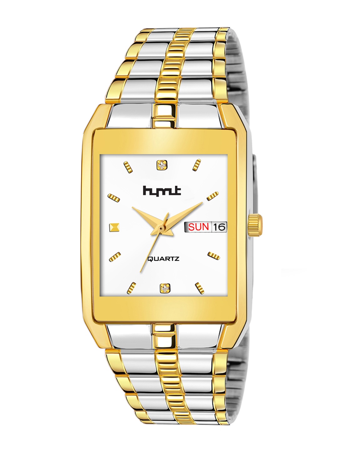 

HYMT Men White Dial & Silver-Toned Stainless Steel Straps Analogue Watch HMTY-7021, Gold