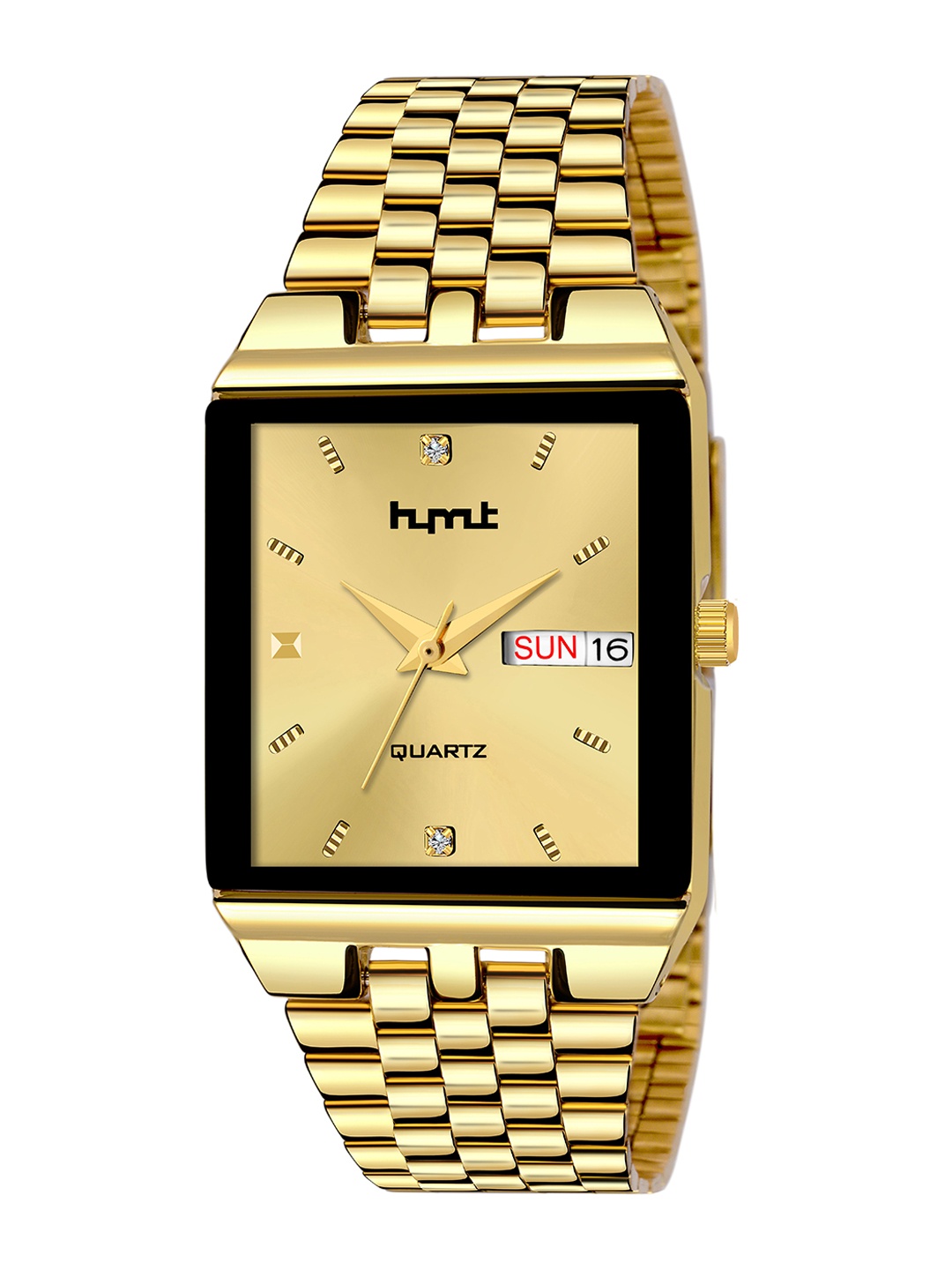 

HYMT Men Gold-Toned Dial & Gold Toned Stainless Steel Bracelet Style Straps Analogue Watch HMTY-7026