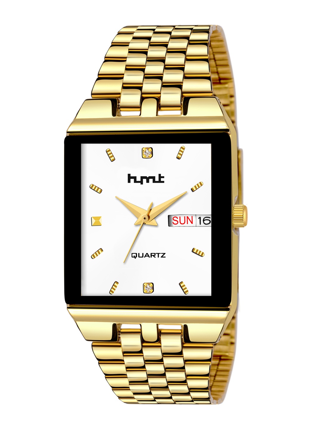 

HYMT White Dial & Gold Toned Stainless Steel Bracelet Style Analogue Watch HMTY-7025