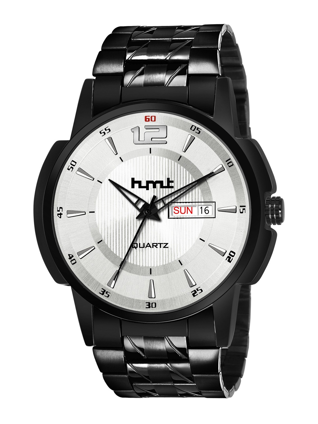 

HYMT Men Silver-Toned Dial & Black Stainless Steel Bracelet Style Straps Analogue Watch HMTY-7007