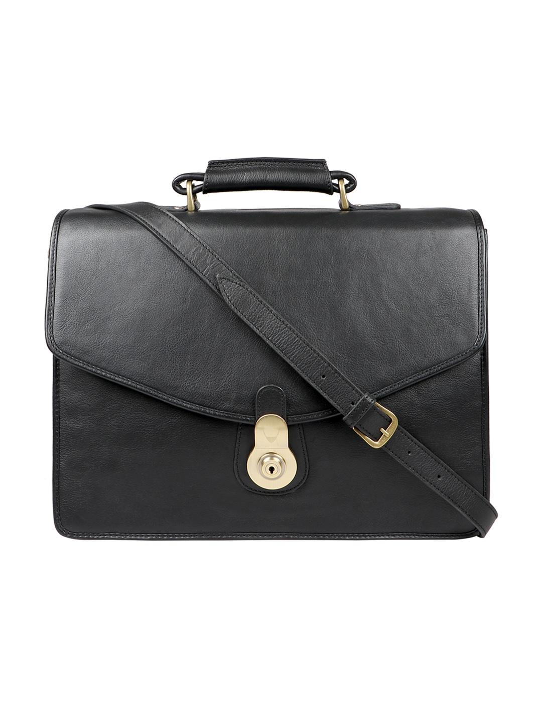 

Hidesign Men Black Textured Messenger Bag