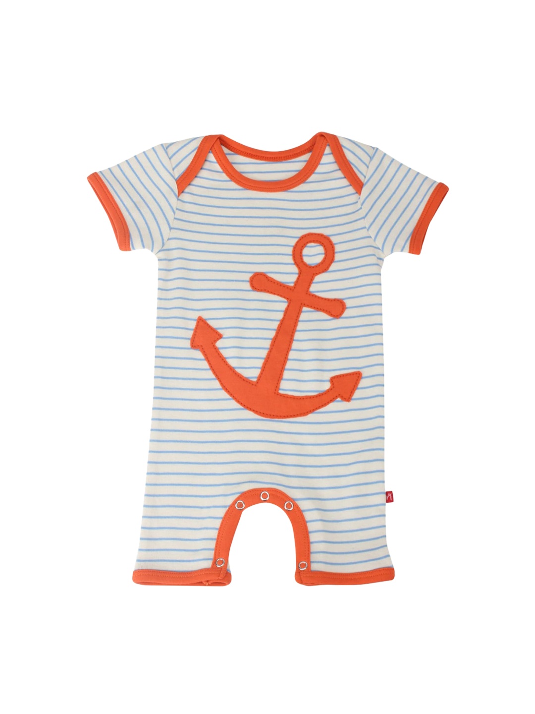 

Nino Bambino Kids White & Orange Printed Pure Organic Cotton Romper