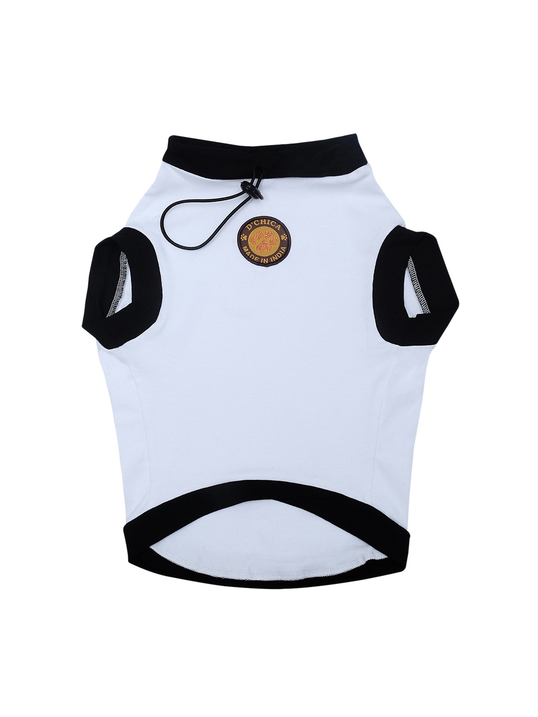 

D'chica Paws White & Black Solid Cotton Dog T-Shirt