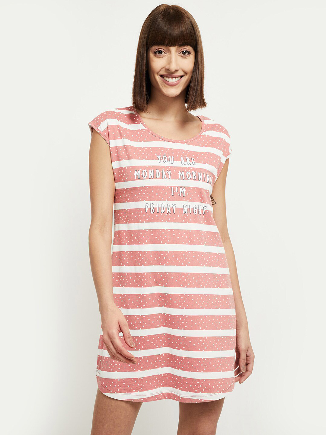 

max Mauve & White Striped Nightdress