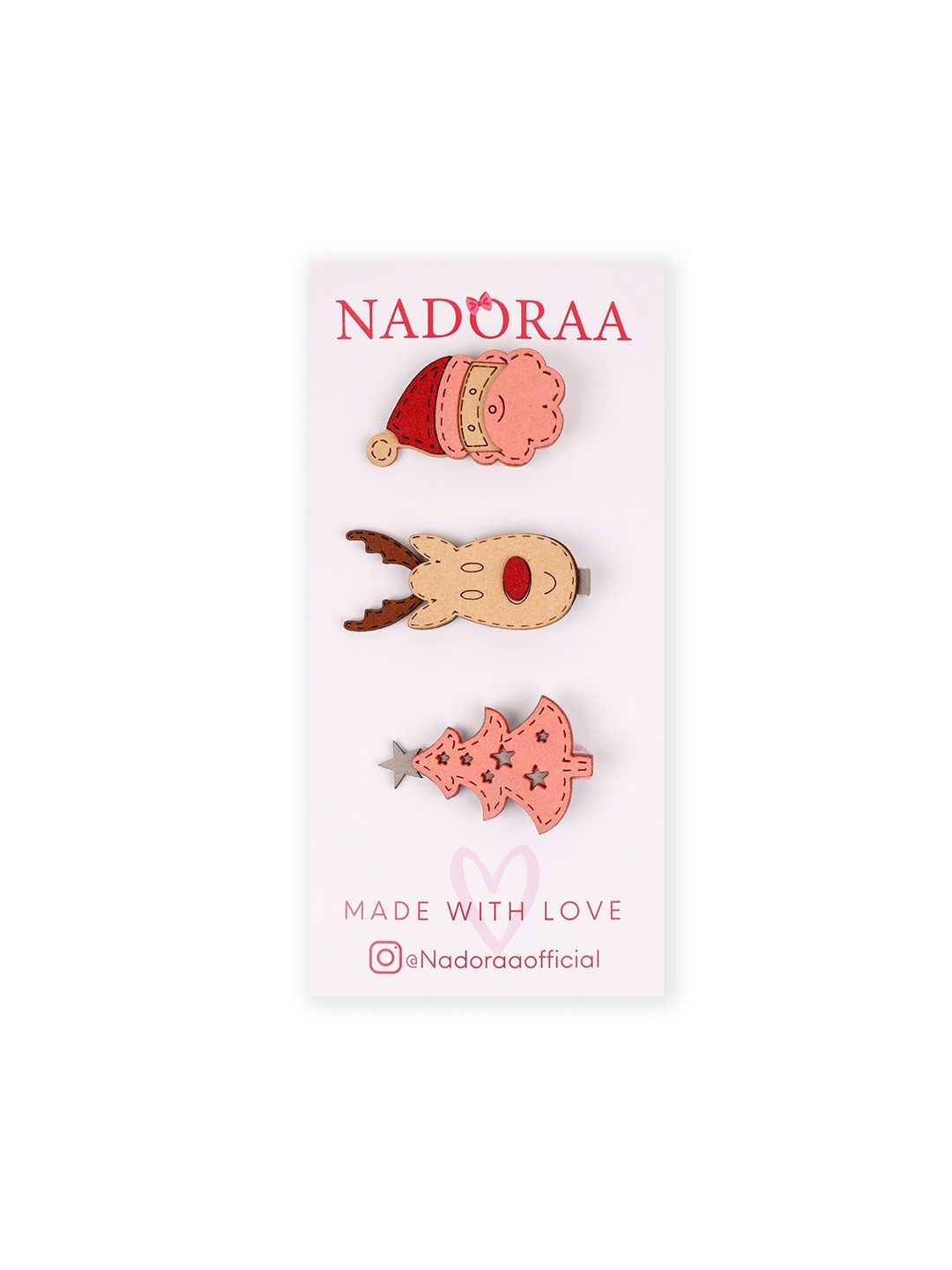 

KICKS & CRAWL Girls Set of 3 Christmas-Themed Alligator Hair Clips, Pink