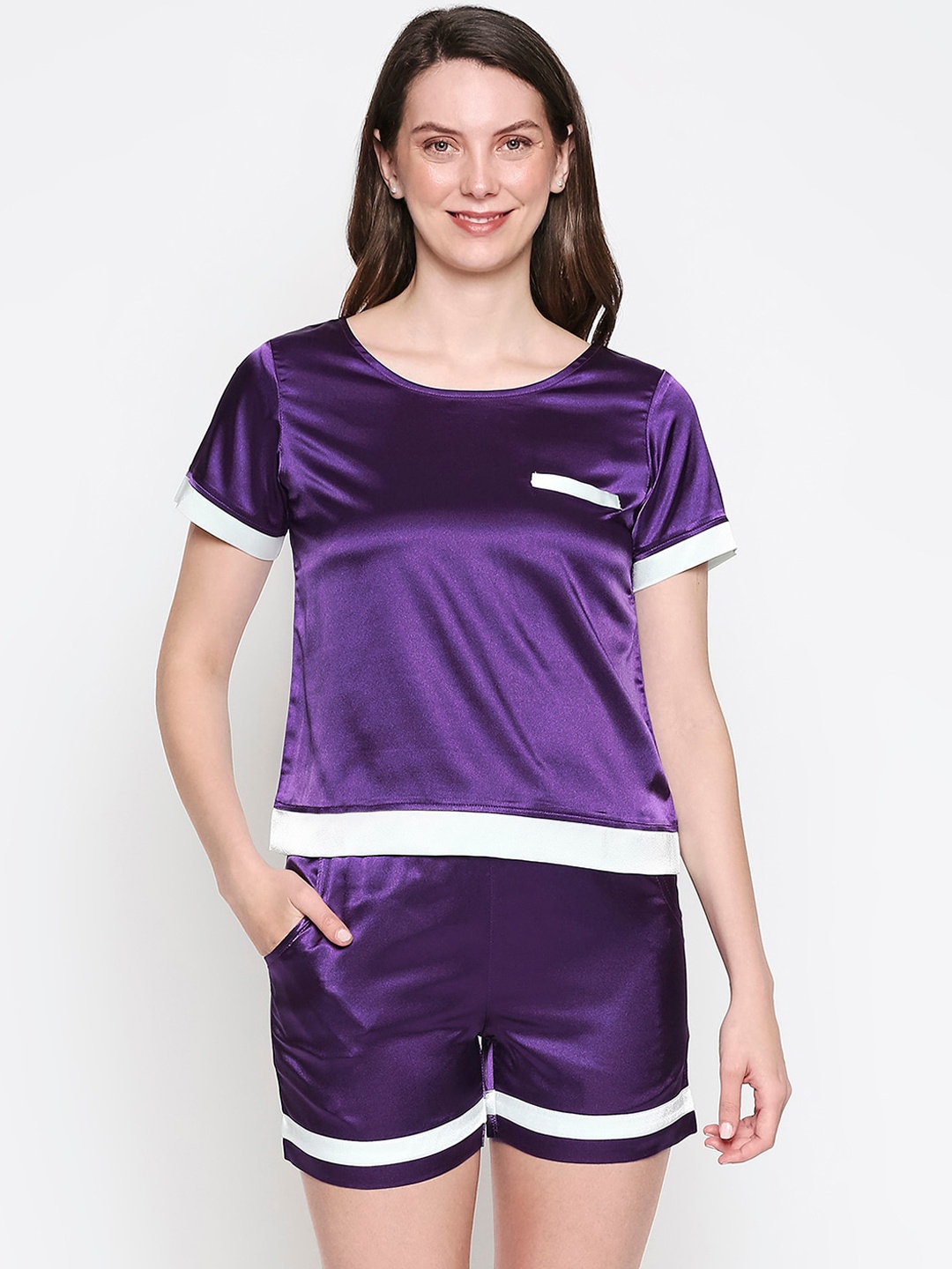 

inocenCia Women Purple & White Night suit