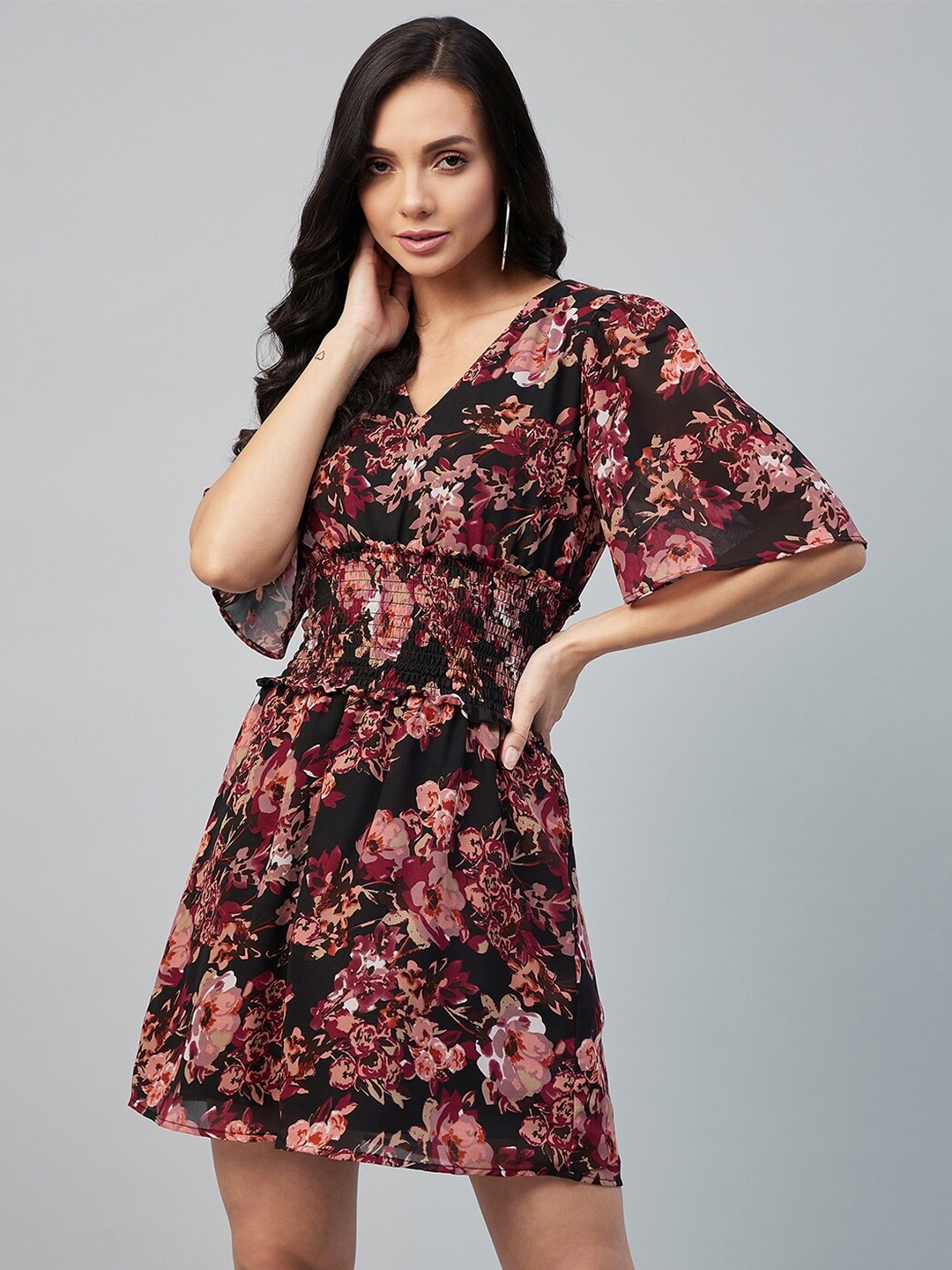 

Carlton London Black Floral Georgette Dress