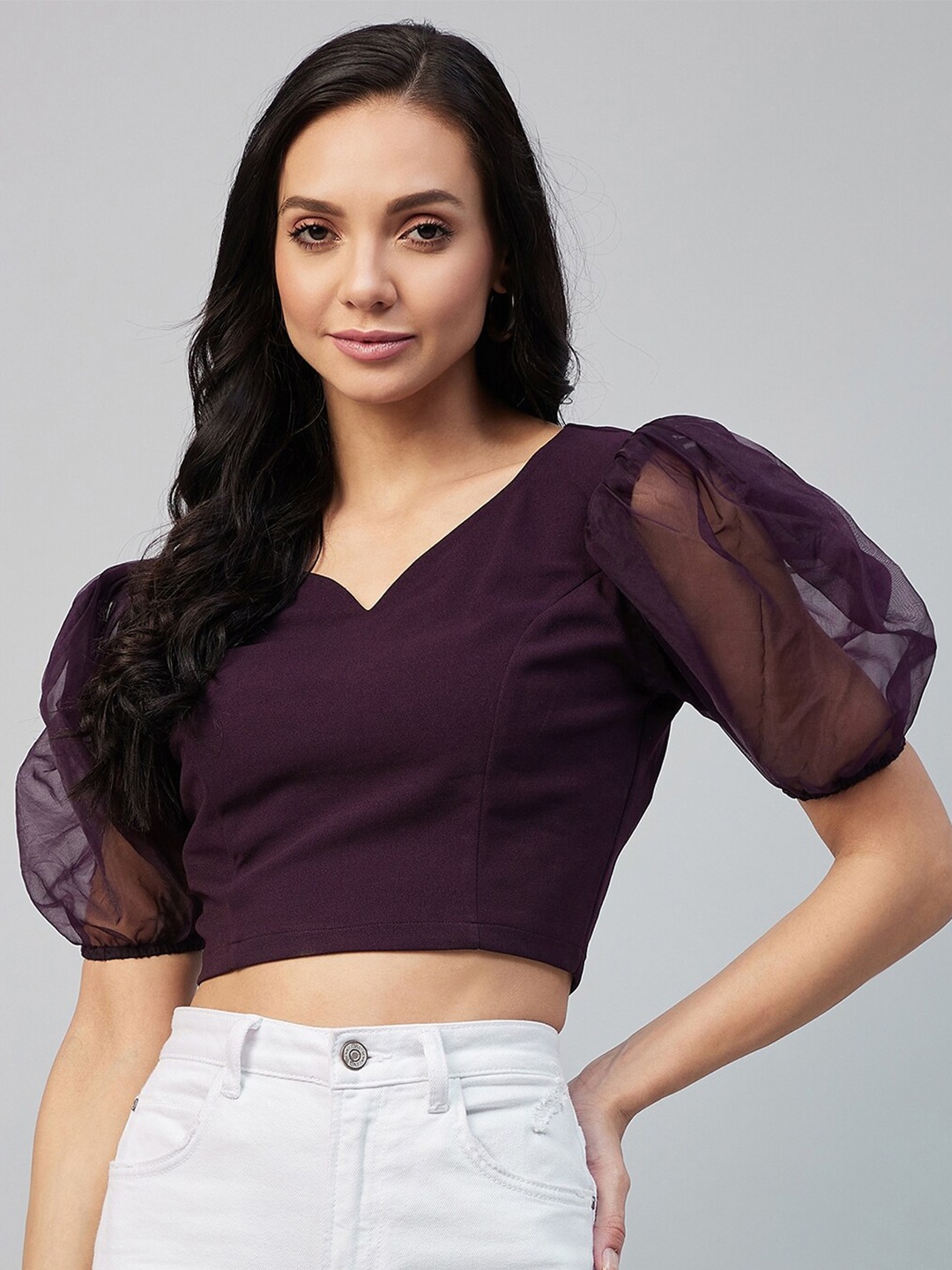 

Carlton London Purple Fitted Crop Top