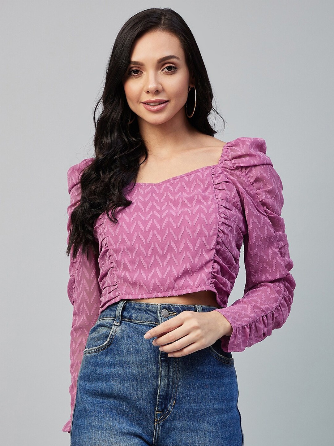 

Marie Claire Pink Georgette Regular Crop Top
