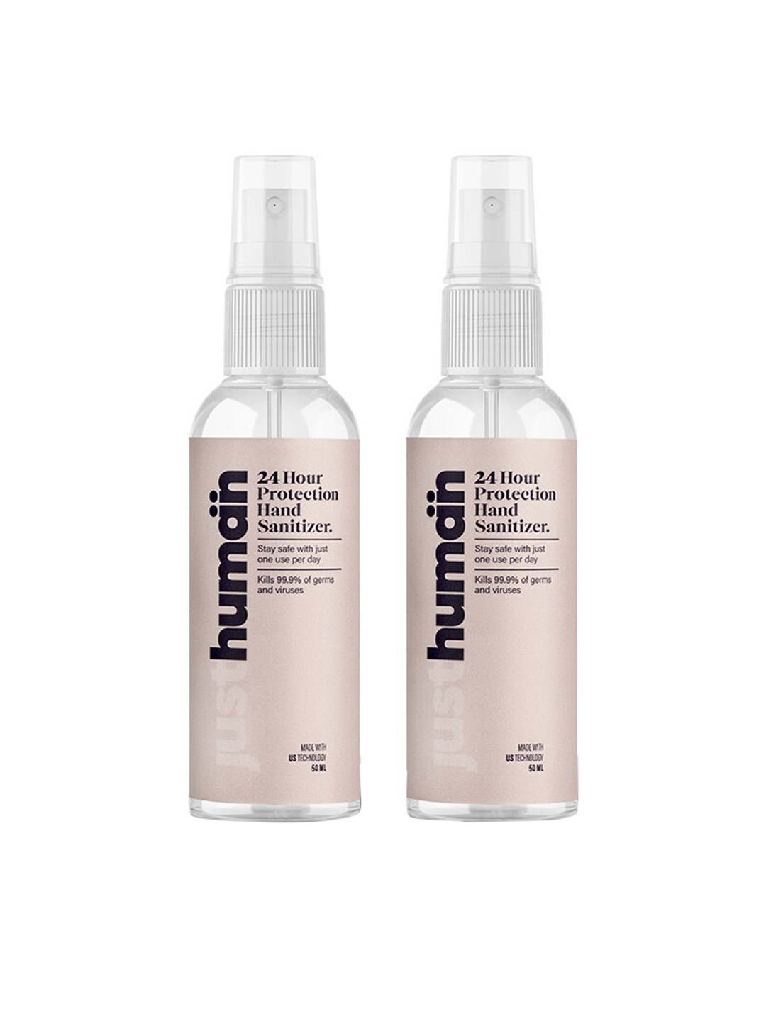 

Just Human Unisex Pack of 2 24-Hour Protection Hand Sanitizer - 50ml, Transparent