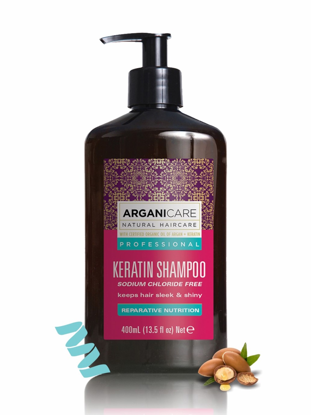 

ARGANICARE Repairing Keratin Shampoo for Dry & Damaged Hair - 400 ml, Brown