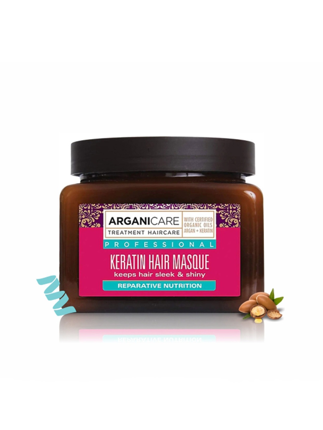 

ARGANICARE Nourishing Keratin Hair Mask for Curly Hair - 500 ml, Brown