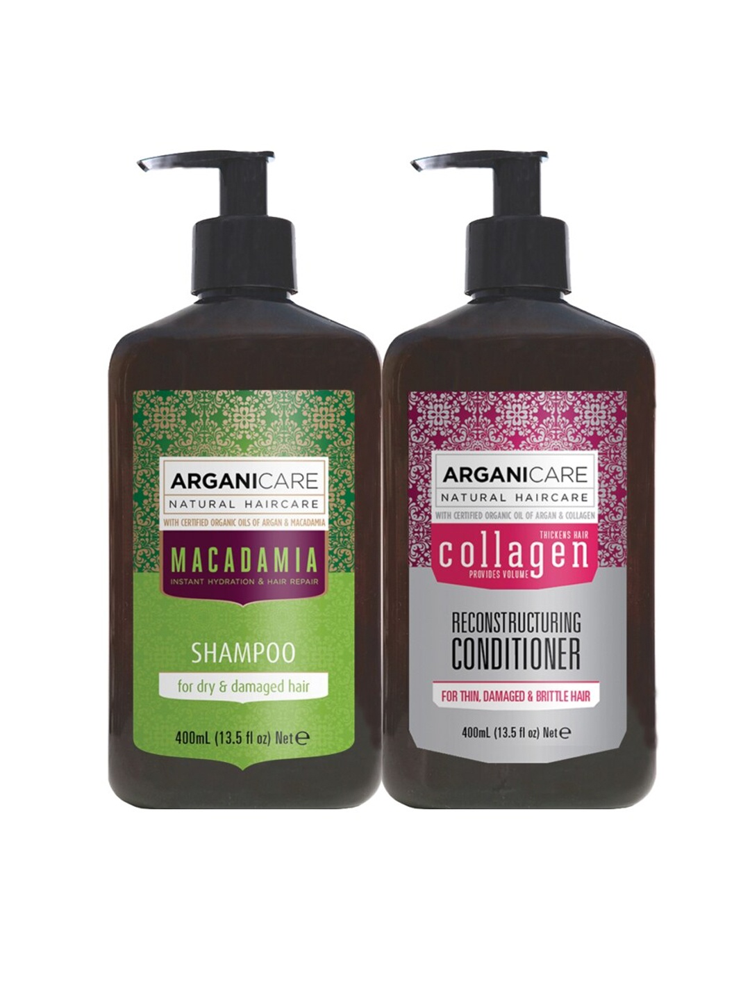 

ARGANICARE Pack of 2 Nourishing Shampoo & Conditioner- 400ml Each, Brown