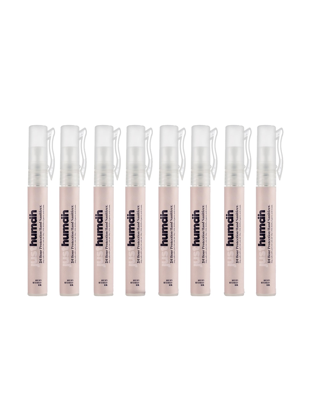 

Just Human 24-Hour Protection Hand Sanitizer - 10ml Pocket Pen (Pack of 8), Transparent