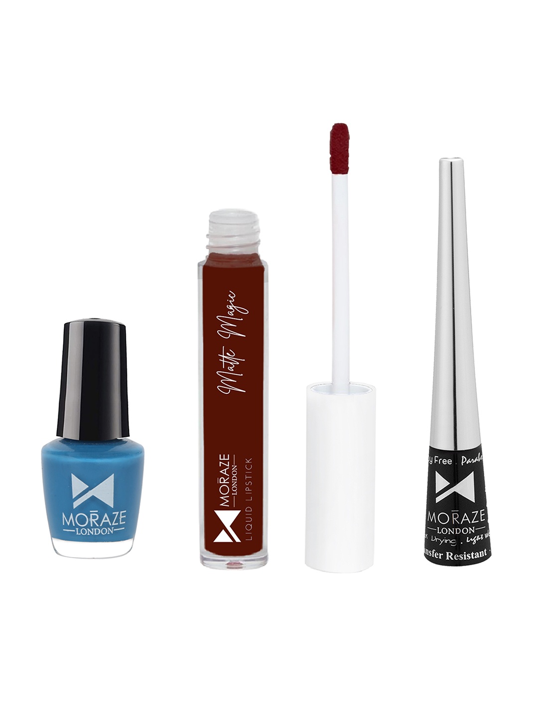 

Moraze Combo Pack of Nail Polish (Inbox), Eyeliner, & Liquid Lipstick (Bold Babe), Multi
