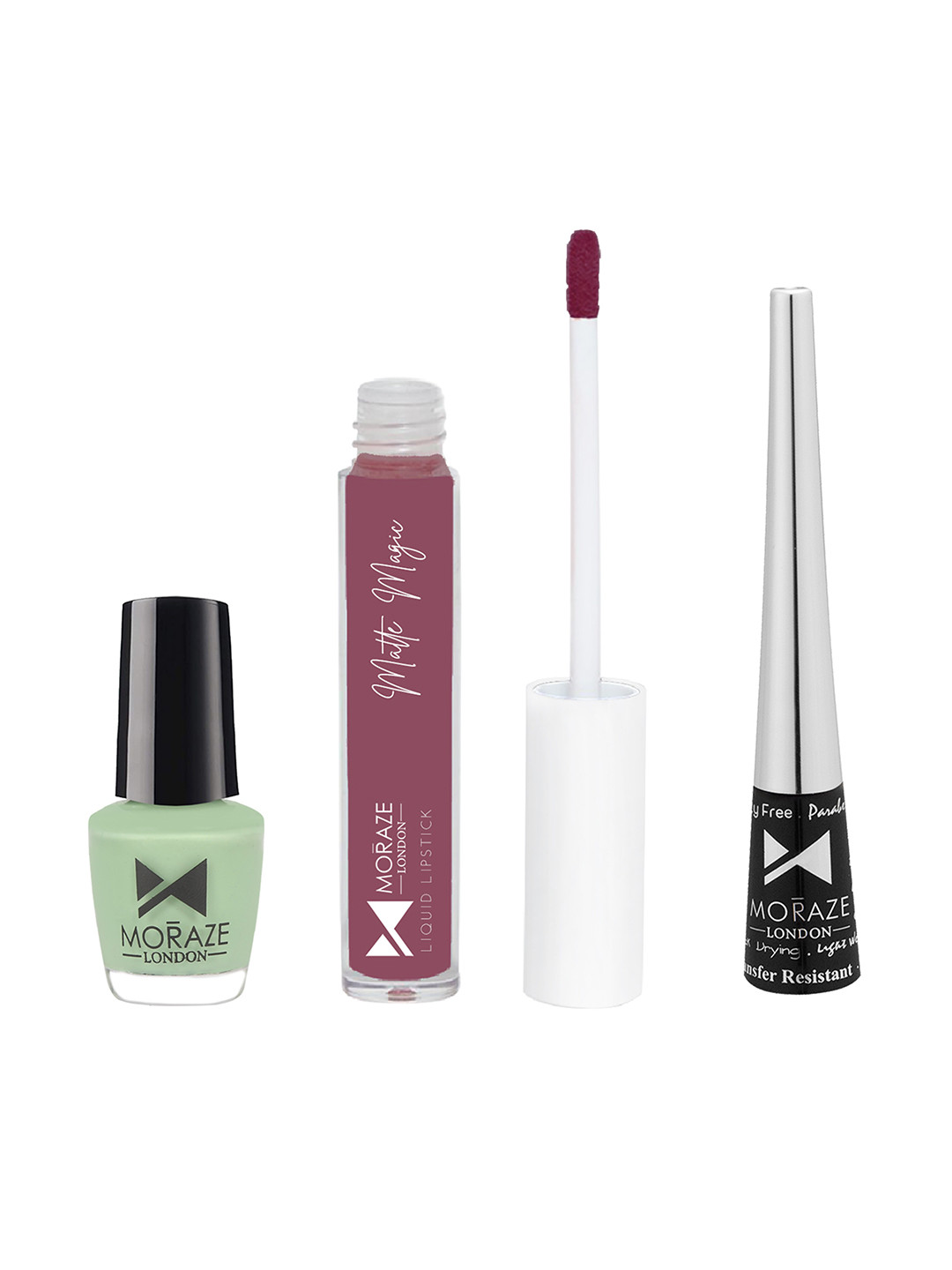 

Moraze Nail Polish (Crystal), Eyeliner, & Liquid Lipstick (Pinky Promise) Combo, Multi