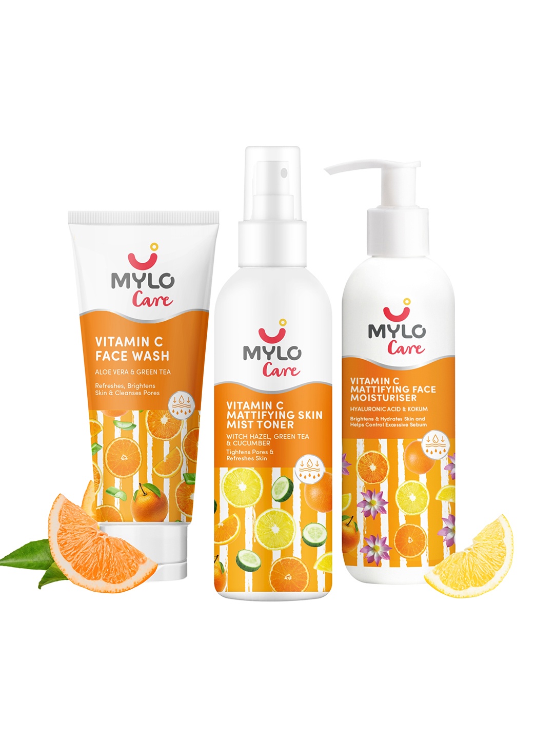 

Mylo Vitamin C Facial Kit (Face Wash - 100ml Mist Toner - 200ml & Moisturizer - 100g), White