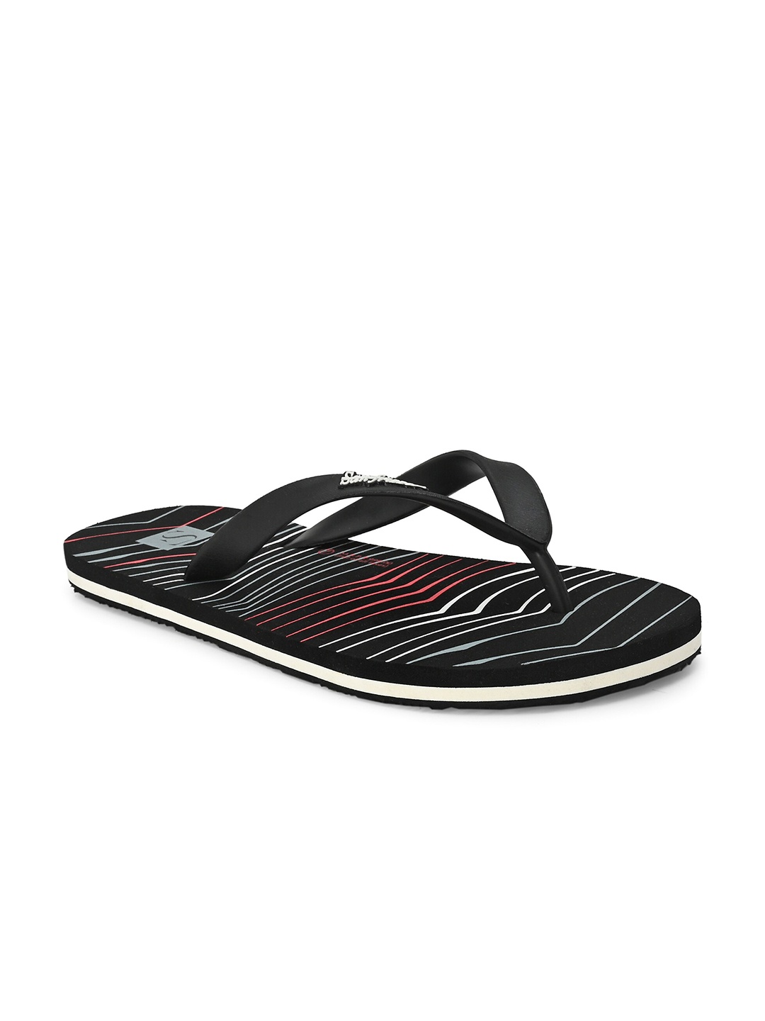 

San Frissco Men Black & Red Striped Rubber Slip-On