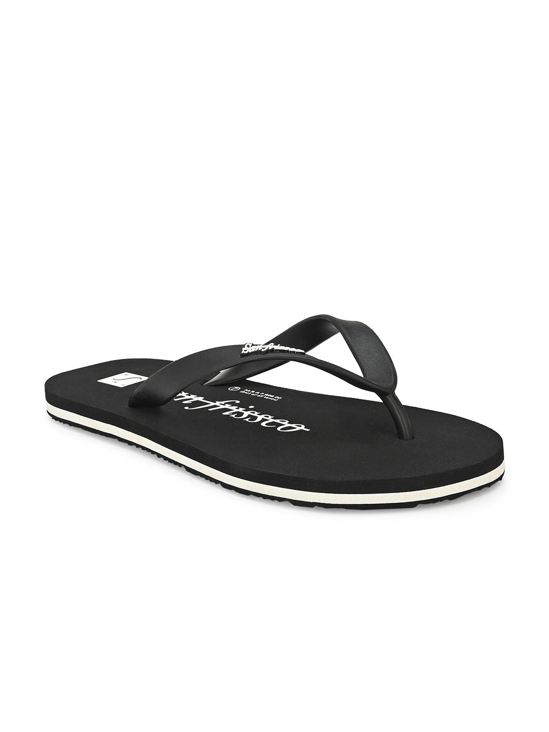 

San Frissco Men Black & White Printed Rubber Slip-On