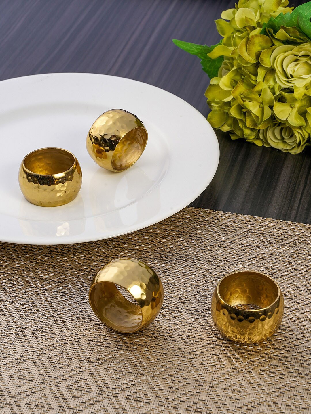 

Pure Home and Living Set of 4 Riah Gold-Toned Napkin Rings