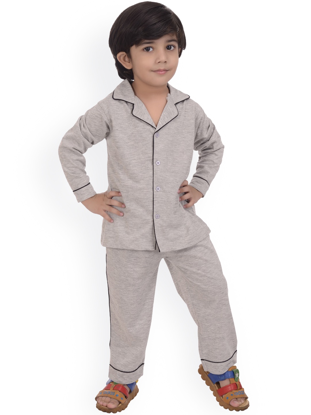 

Zoom Minimondo Unisex Kids Grey Pure Cotton Night suit