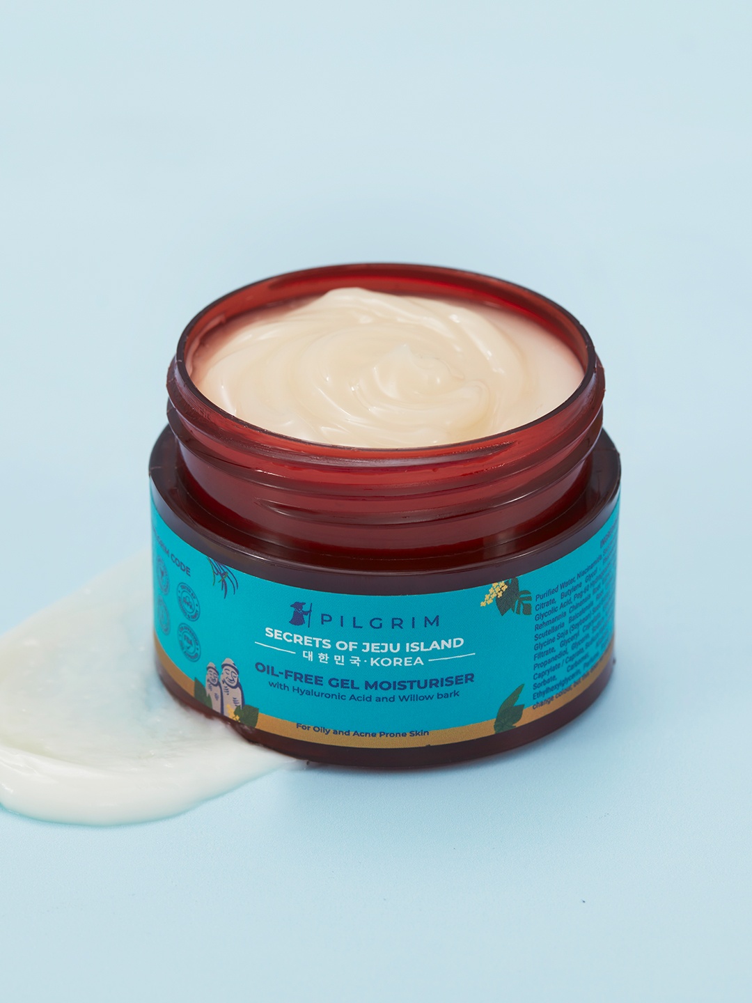 

Pilgrim Oil-Free Gel Face Moisturizer with Niacinamide,Hyaluronic Acid For Acne-Prone Skin, Teal