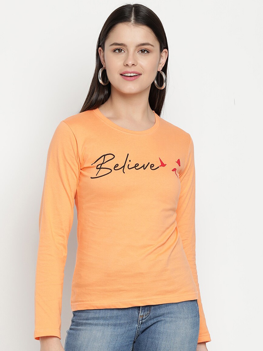 

V2 Value & Variety Women Orange Pure Cotton Regular Top