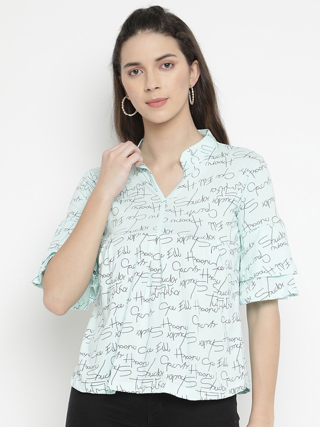 

V2 Value & Variety Green Shirt Style Top