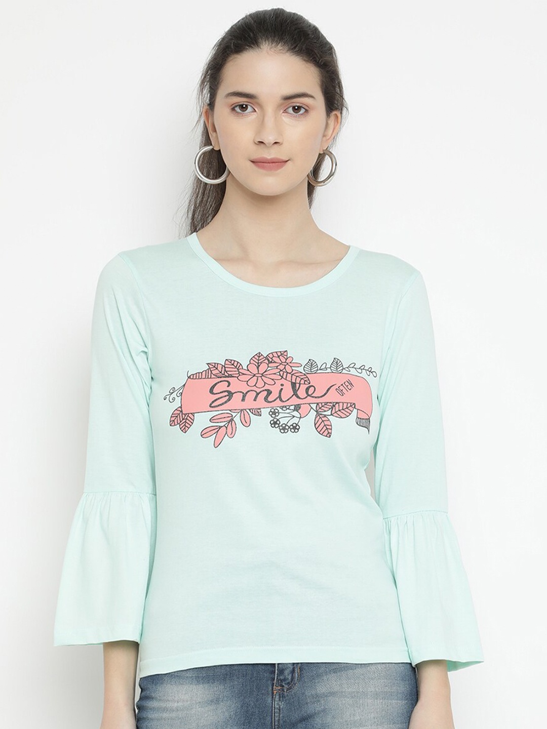 

V2 Value & Variety Turquoise Blue & Pink Regular Top
