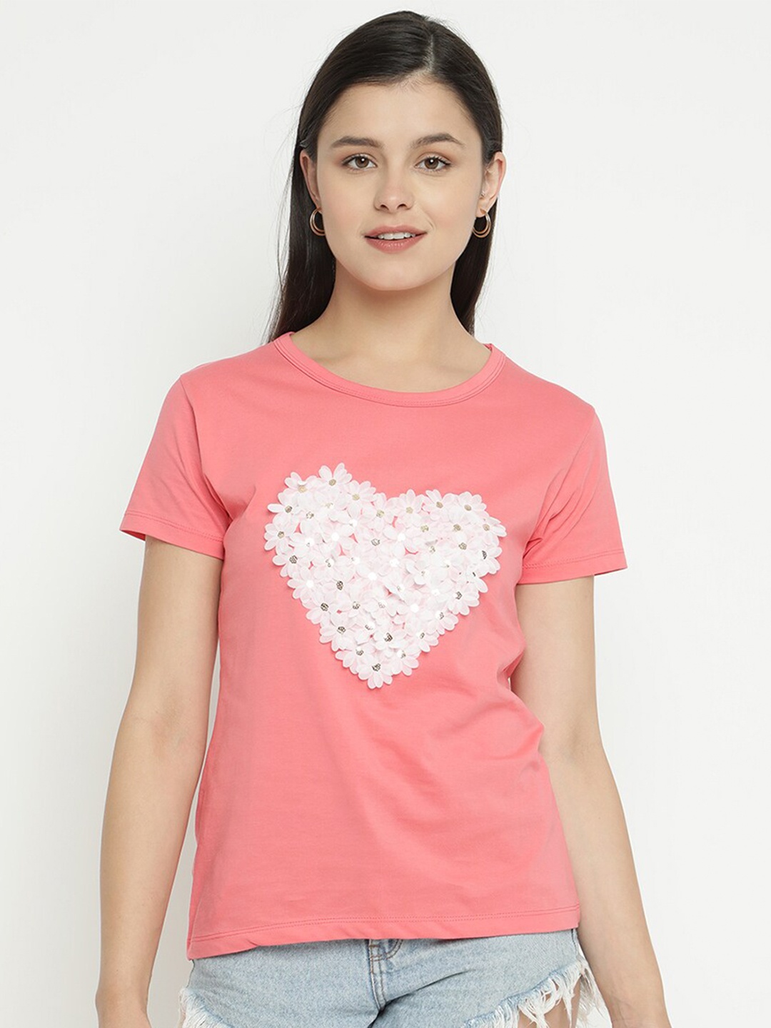 

V2 Value & Variety Coral Styled Back Top